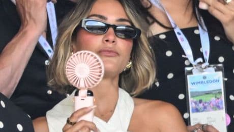Frankie Bridge spotted using portable Amazon travel fan to keep cool at Wimbledon