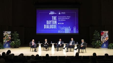 At commemoration of Dayton Peace Accords, NATO leader urges military spending to counter Russia