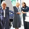 Queen Camilla cuts a stylish figure in polka dot gown as she marks 25 years of disaster relief charity during visit to Cornwall