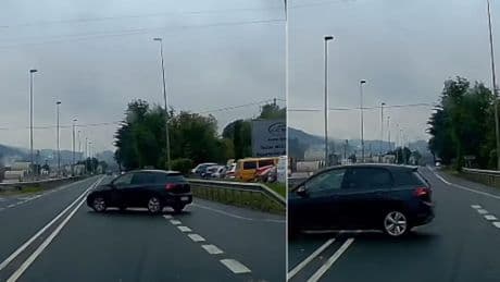 La temeraria incorporación de un coche en una carretera de Vizcaya que casi termina en accidente: “Increíble, a este le han regalado el carnet”