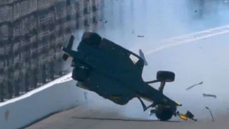 Driver suffers terrifying Indy 500 practice crash as track left damaged by huge impact