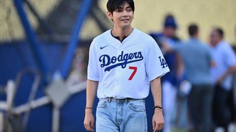 V of K-pop sensation BTS thrills fans with first pitch at Dodgers game and meets Shohei Ohtani