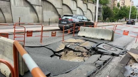 Lyon : la montée de la Boucle fermée après l'effondrement de la chaussée consécutif aux fortes pluies