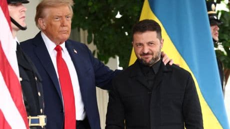Zelensky shows up to White House in all-black suit - but no tie - after Trump complained about his previous attire