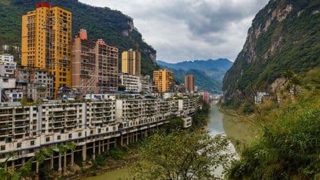 The world's 'narrowest city' squeezed between two steep mountains and home to 400k