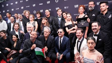 Toronto Film Festivalinde "Filistin'de soykırıma son" pankartı