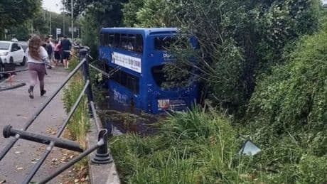 Bus carrying school kids crashes through railings into river as 17 injured