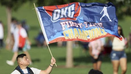 Oklahoma City Thunder fans celebrate NBA title with a parade after years of heartbreak