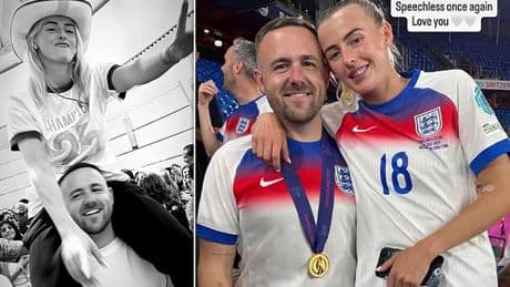 Lioness heroine Chloe Kelly celebrates with 'speechless' husband Scott after star's dazzling Euro penalty shootout win