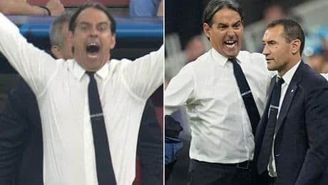 Incredible moment Inter Milan boss Simone Inzaghi LOSES IT on the touchline in furious meltdown as his side are battered by PSG