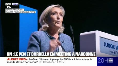 Meeting du Rassemblement national du 1er-mai: Marine Le Pen crie au vol de la présidentielle de 2027