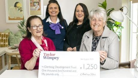 Housebuilder donates £1250 to Glenboig Development Trust as part of ongoing per-plot initiative at village development