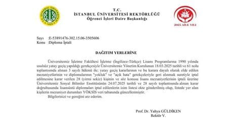 İmamoğlu ile birlikte diploması iptal edilen 28 kişinin diplomaları sistemden silindi