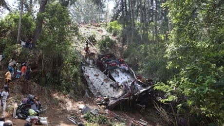 Passenger bus skids off a cliff in Sri Lanka, killing 21 people and injuring at least 14 others