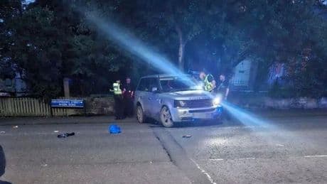 Police hunt runaway driver as Range Rover crashes on West Lothian street