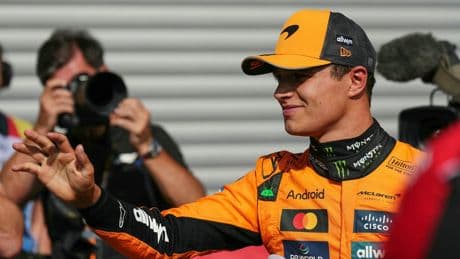 Belgian Grand Prix: Lando Norris edges out McLaren team-mate Oscar Piastri to claim pole