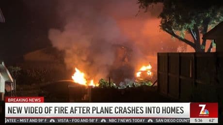 San Diego plane crash: Huge fire erupts as aircraft crashes into residential street
