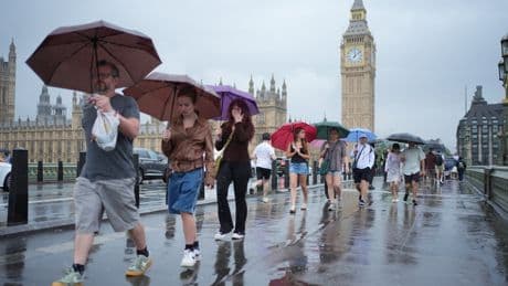UK temperatures to turn warmer after heavy rain and thunderstorms cause yellow weather warnings