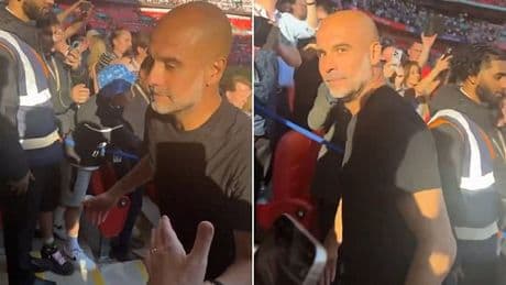 Pep Guardiola is called a RAT as Man City boss is confronted by a fan at Wembley after 1-0 defeat by Crystal Palace in FA Cup final