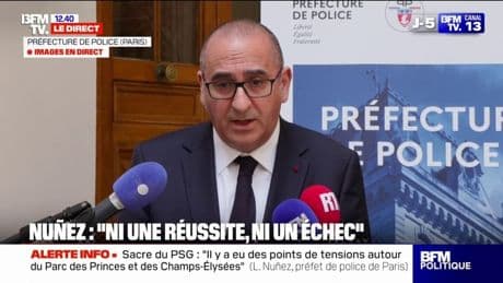 Dégradations lors du sacre du PSG: "Ce n'est ni une réussite, ni un échec", assure Laurent Nuñez