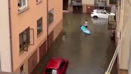 Holiday hotspot hit with floods as streets turn to rivers and man swept to death