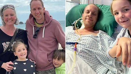 Father-of-two, 39, thought stomach pain was from 'dodgy sausage' at BBQ... but it was colon cancer - doctors gave him 'months to live'