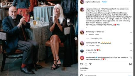 ‘Sopranos’ star Dominic Chianese’s daughter Sarah dead at 58 after cancer battle