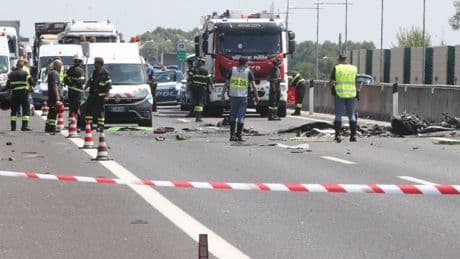 Plane nosedives into busy highway killing two in huge fireball