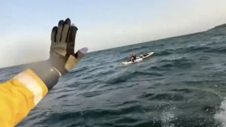 RNLI crew in dramatic rescue of four paddleboarders in North Sea