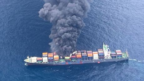 Fire on cargo ship sparks fears of  'ecological disaster'