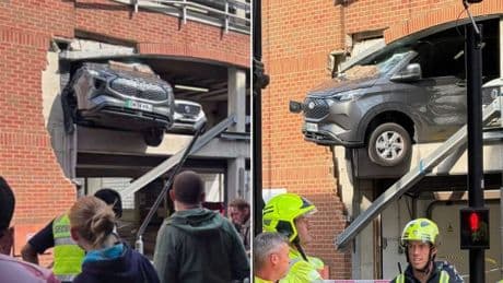 Three injured by falling rubble after van ploughs through Leeds car park