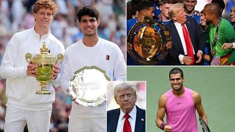 The men's US Open final should be about Jannik Sinner and Carlos Alcaraz - but Donald Trump will barge in to make the glory of American sports all about him again, writes MATTHEW LAMBWELL