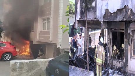 Fatih'te ecza deposunda yangın; patlama anları kamerada