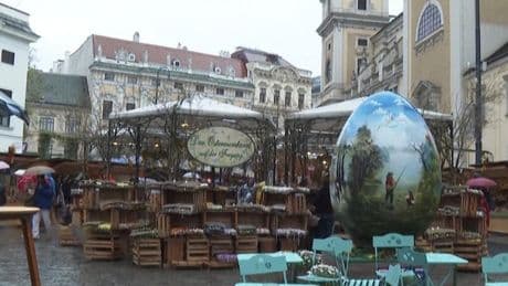 'An old tradition': Thousands of colourful eggs on display at Vienna Easter market