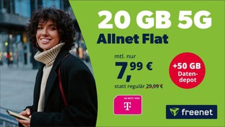 20 GB im Telekom-Netz für unter 8 Euro: freenet startet Mobilfunkaktionen mit Datendepot und Extras
