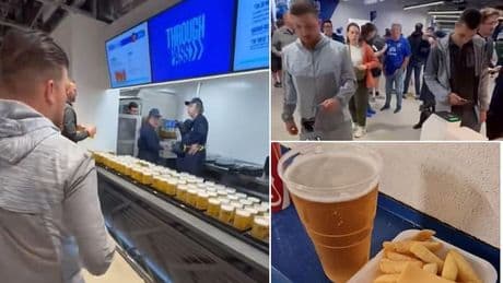 Watch: Everton's innovative way to pay for a pint at new stadium but fans blast 'greedy' prices