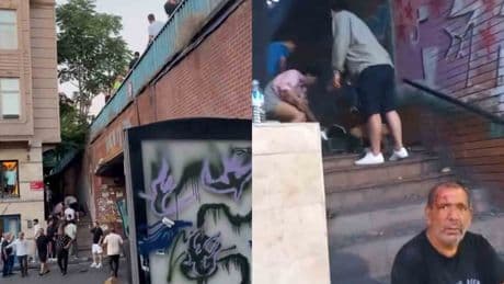 Beyoğlu'nda minibüs otobüse çarptı, yaya üst geçitten düştü! Çok sayıda yaralı var