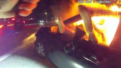 Officer rescues woman from burning car in aftermath of interstate crash in Phoenix