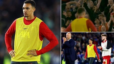 Trent Alexander-Arnold looks annoyed after being benched as Liverpool fans throw party despite losing at Brighton