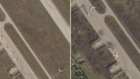 Satellite photos show destroyed bombers at a Russian air base that Ukraine said it hit