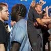Canelo Alvarez and Terence Crawford have to be separated by Dana White as tempers flare at pre-fight press conference
