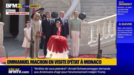 Emmanuel Macron en visite d'état à Monaco en prélude de la conférence de Nice sur l'océan.