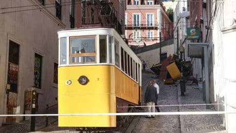 Así es el funicular de Glória en Lisboa que ha descarrilado y chocado contra un edificio