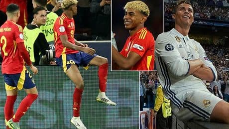 Lamine Yamal mimics Cristiano Ronaldo as teen sensation inspires Spain to thrilling 5-4 victory over France to reach Nations League final - despite Man City-bound star's efforts