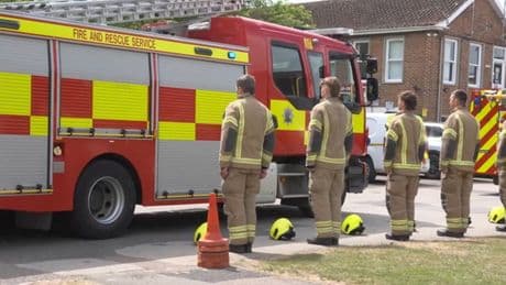 Bicester firefighters’ poignant guard of honour for colleagues who died in ex-RAF base blaze