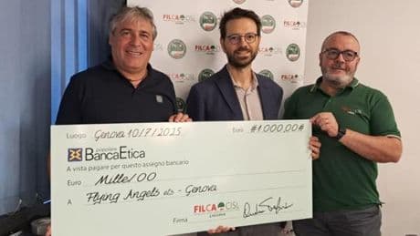 Filca Cisl a fianco di Flying Angels Foundation: donati 3.500 euro per pagare voli salvavita a bambini gravemente malati