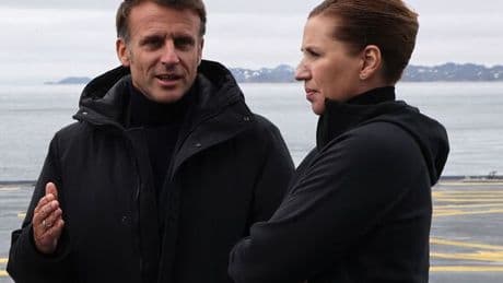 Macron takes 10-word swipe at Trump as he arrives in Greenland