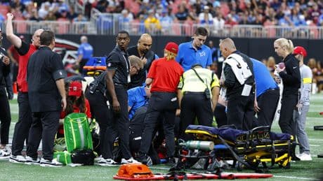 Lions-Falcons game suspended after Morice Norris leaves in ambulance in scary injury scene