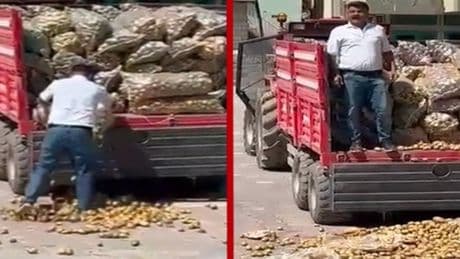 CHP'li başkan bir kamyon patatesi sokağa döküp Erdoğan'a haykırdı