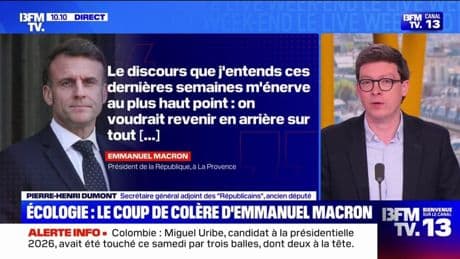 Écologie: "C'est le symbole d'un président qui n'a plus de majorité", estime Pierre-Henri Dumont (LR) après le coup de colère d'Emmanuel Macron
